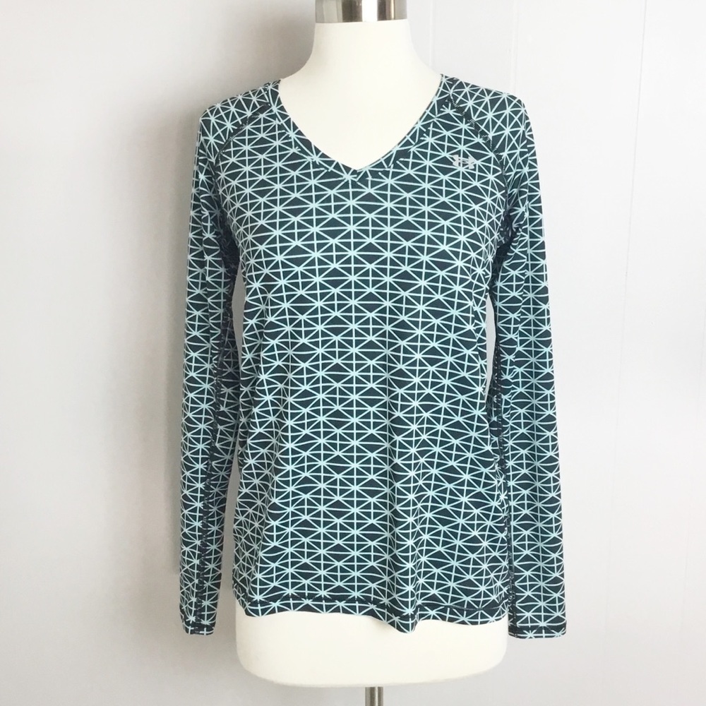 Under Armor Long Sleeve Work Out Womens Top Teal Size Small Shirt